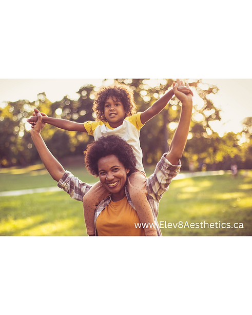 A happy, energetic mom playing with her young daughter, supported by Elev8 Aesthetic Medicine’s wellness care.