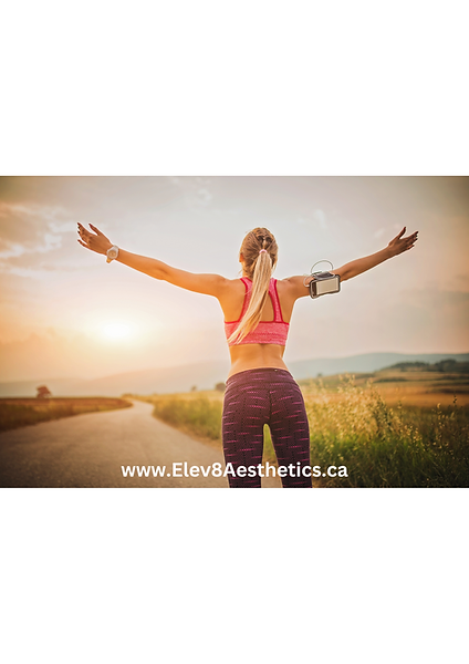 Young female runner stretching after a run, enhancing her performance and recovery with Elev8 Aesthetic Medicine’s wellness support.